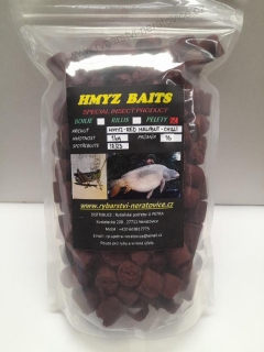 Pelety chytací s dírkou Hmyz/Red Halibut/Chilli 16mm 1kg